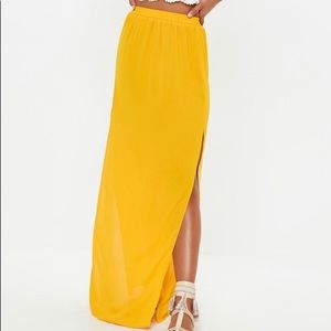 Mustard double split maxi skirt